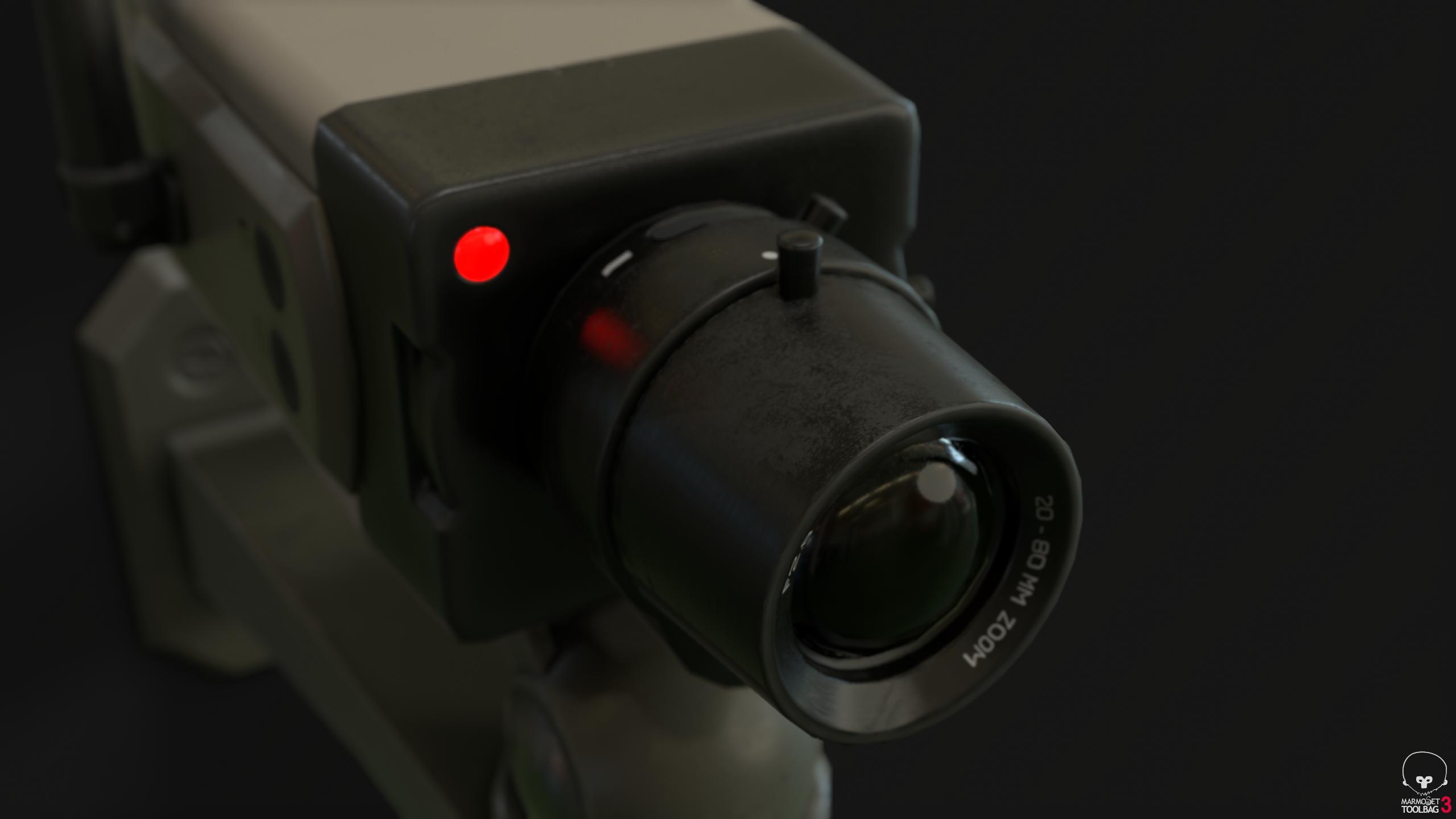 Closeup render of a small security camera
